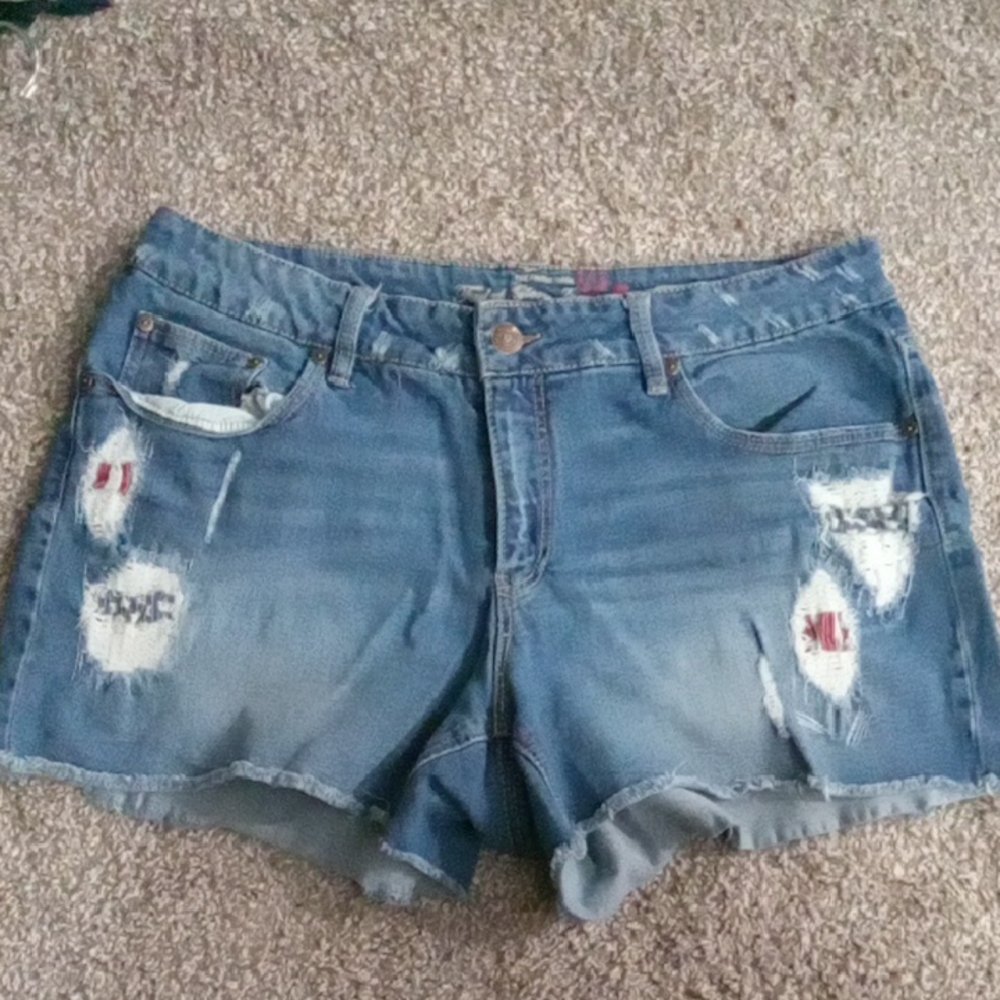Faded Glory Distressed Blue Denim Cutoff Style Shorts